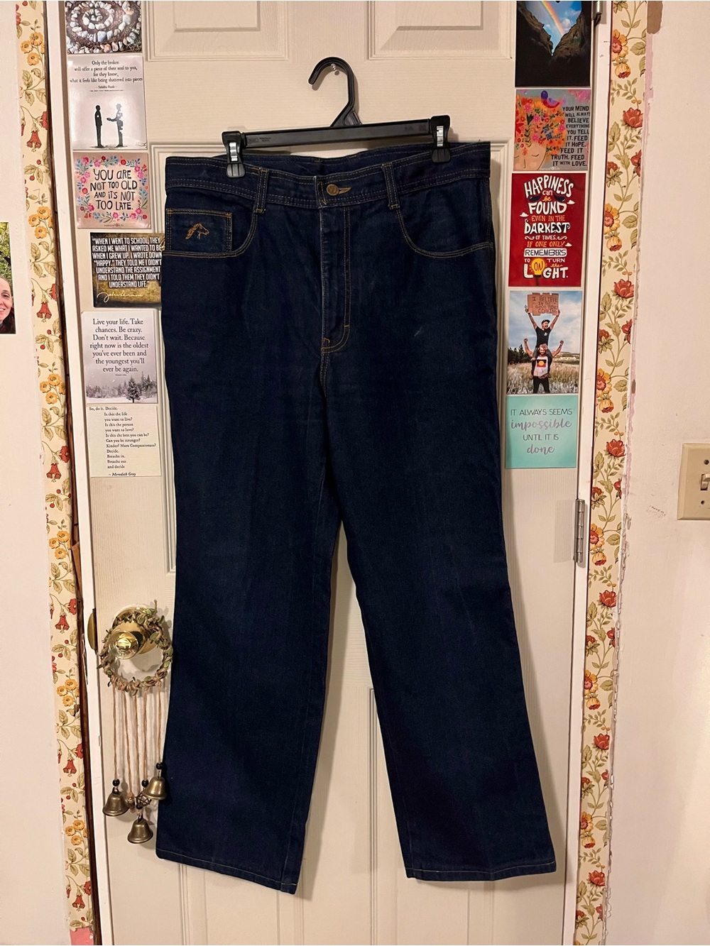 Jordache Vintage Men's Dark Blue Straight-Leg Jeans 36X32